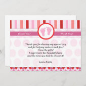 Rosarote Streifen-Baby-Dusche danken Ihnen zu Dankeskarte (Vorne/Hinten)