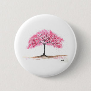 Rosaroter Baum Button