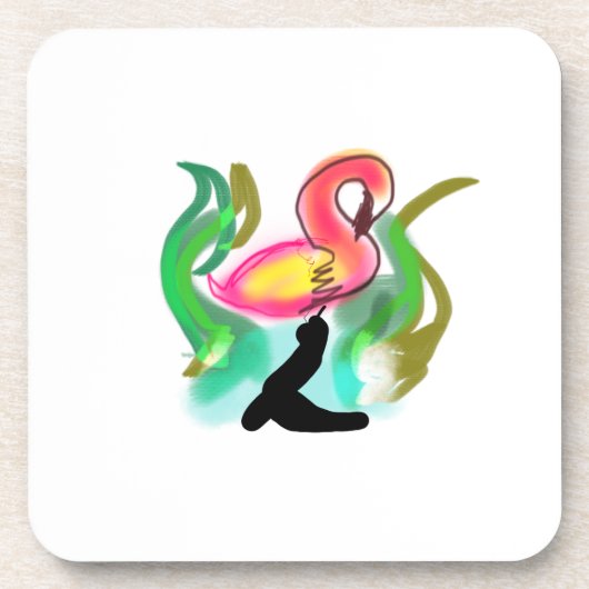 rosaroter Flamingo Sommerflamme Getränkeuntersetzer (Vorderseite)