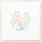 rosaroter Flamingo Sommerflamme Glasuntersetzer (Rückseite)