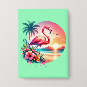 Rosaroter Flamingo Sonnenuntergang Clipart-93938 Button