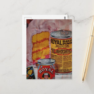 Rosaroter Kuchen und Backpulver Collage Postkarte