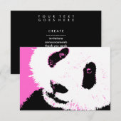 rosaroter Panda Einladung (Vorne/Hinten)