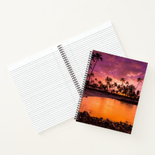 Rosaroter Sonnenuntergang am Hawaii-Strand Notizblock