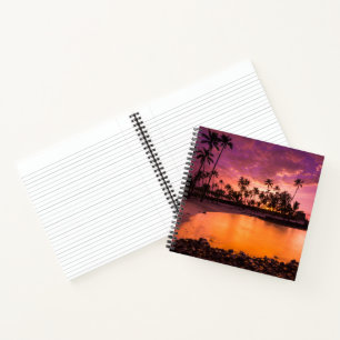 Rosaroter Sonnenuntergang am Strand von Hawaii Notizblock
