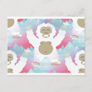 rosaroter Yeti Postkarte