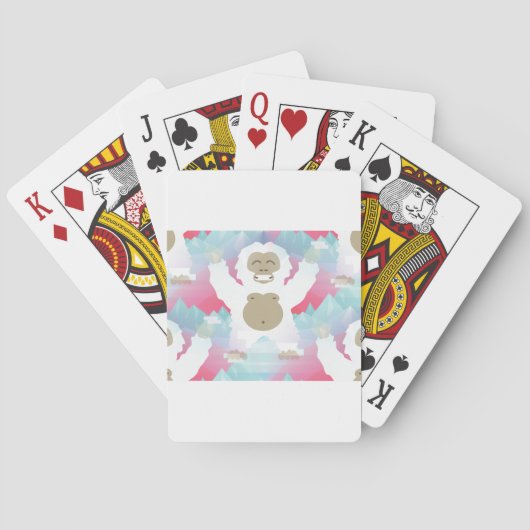 rosaroter Yeti Spielkarten (Rückseite)