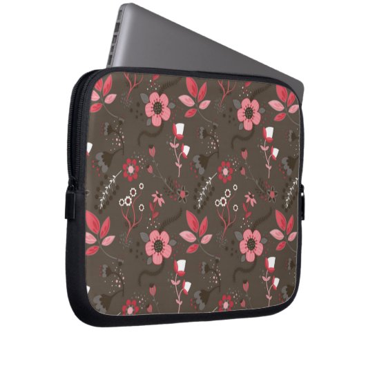 Rosarotes Brownblumenmuster Laptopschutzhülle (Vorne Rechts)