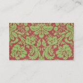 Rosarotes u. grünes Damast-Shabby Chic Visitenkarte (Rückseite)