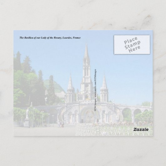 Rosary Basilica, Lourdes, Frankreich Postkarte (Rückseite)