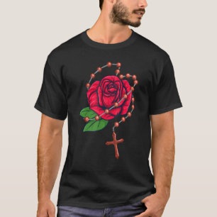 Rosary Beads & Rose Katholische Beten T-Shirt