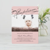 Rosary Cross Girl Pink Foto Einladung (Stehend Vorderseite)