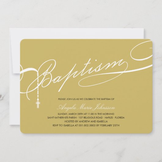 Rosary Cross Gold Religious Einladung (Vorderseite)