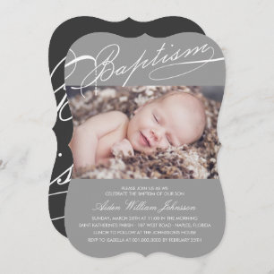 Rosary Cross Gray Foto Religiöse Taufe Einladung