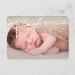 Rosary Cross Monogram Script Foto Religious Dankeskarte