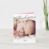 Rosary Cross Monogram Scripted Foto Religious Dankeskarte (Vorderseite)