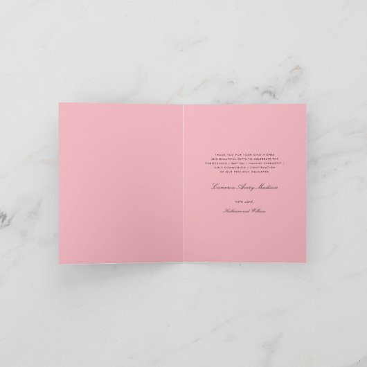 Rosary Cross Monogram Scripted Foto Religious Dankeskarte (Innenseite)