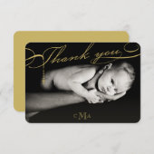 Rosary Cross Monogram Scripted Foto Religious Dankeskarte (Vorne/Hinten)