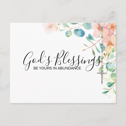 Rosary Eucalyptus Religious Floral Peach Postkarte (Vorderseite)