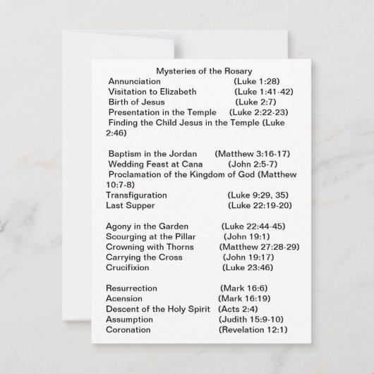 Rosary-Flachkarte (Rückseite)