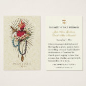 Rosary Mary Heart katholische Hochzeitsgebet-Karte (Vorne & Hinten)