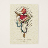 Rosary Mary Heart katholische Hochzeitsgebet-Karte (Vorderseite)