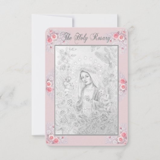 Rosary Prayer Card with my Original Drawing Einladung (Vorderseite)