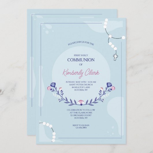 Rosary Religious Invitation Einladung (Vorne/Hinten)