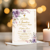 Rosas Moradas para Bautizo & Primer Añito Einladung