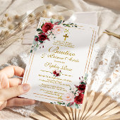 Rosas Rojas para Bautizo & Primer Añito Einladung