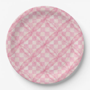 ROSAS SCHACHBRETT QUILT 9" Runde Pappteller