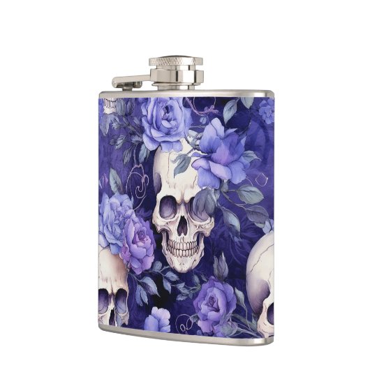 Rosas violetas con calaveras flachmann (Links)