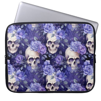 Rosas violetas con calaveras laptopschutzhülle