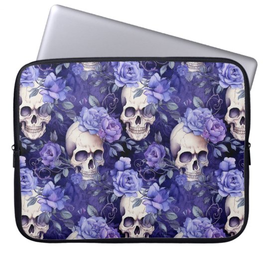 Rosas violetas con calaveras laptopschutzhülle (Vorderseite)