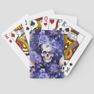 Rosas violetas con calaveras spielkarten