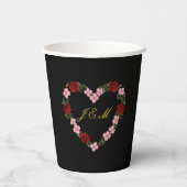 rosaschwarze Hochzeit Pappbecher (Rückseite)