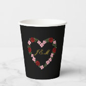 rosaschwarze Hochzeit Pappbecher (Vorderseite)