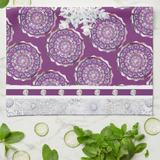 Rosass und Schneeflocke aus Kardinal Geschirrtuch (Gefaltet)