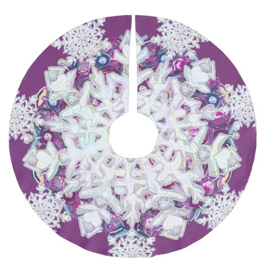 Rosass und Schneeflocke aus Kardinal Polyester Weihnachtsbaumdecke (Vorderseite)