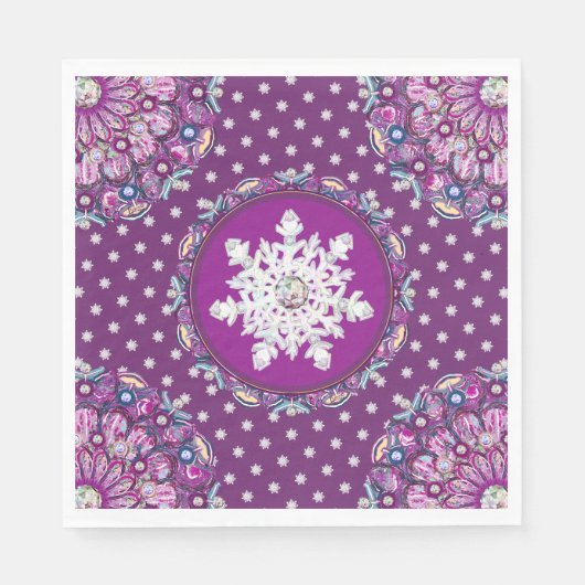 Rosass und Schneeflocke aus Kardinal Serviette (Vorderseite)