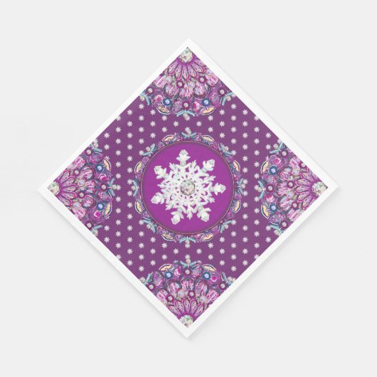 Rosass und Schneeflocke aus Kardinal Serviette (Ecke)