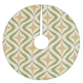 Rosasterne und grüne Wellen Polyester Weihnachtsbaumdecke (Vorderseite)