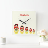 Rosauer Matryoshka Nistpuppen Quadratische Wanduhr (Zuhause)