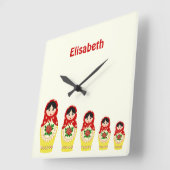 Rosauer Matryoshka Nistpuppen Quadratische Wanduhr (Winkel)