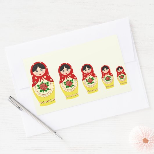 Rosauer Matryoshka Nistpuppen Rechteckiger Aufkleber (Umschlag)
