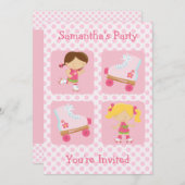 Rosavier quadratische Rollerskating-Party Einladung (Vorne/Hinten)