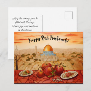 ✡️ Rosch ha-Schana mit Felsendom & Apfel Postkarte