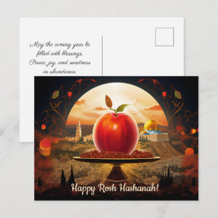 ✡️ Rosch ha-Schana mit Felsendom & Apfel Postkarte