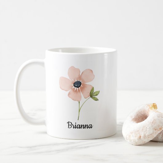 Rösch Watercolor-Blume Name Kaffeetasse (Mit Donut)