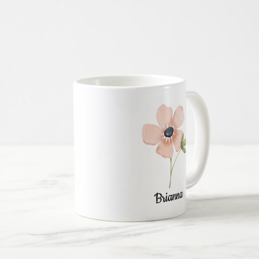 Röschendes Wasserfarben-Blumen-Name Kaffeetasse (VorderseiteRechts)